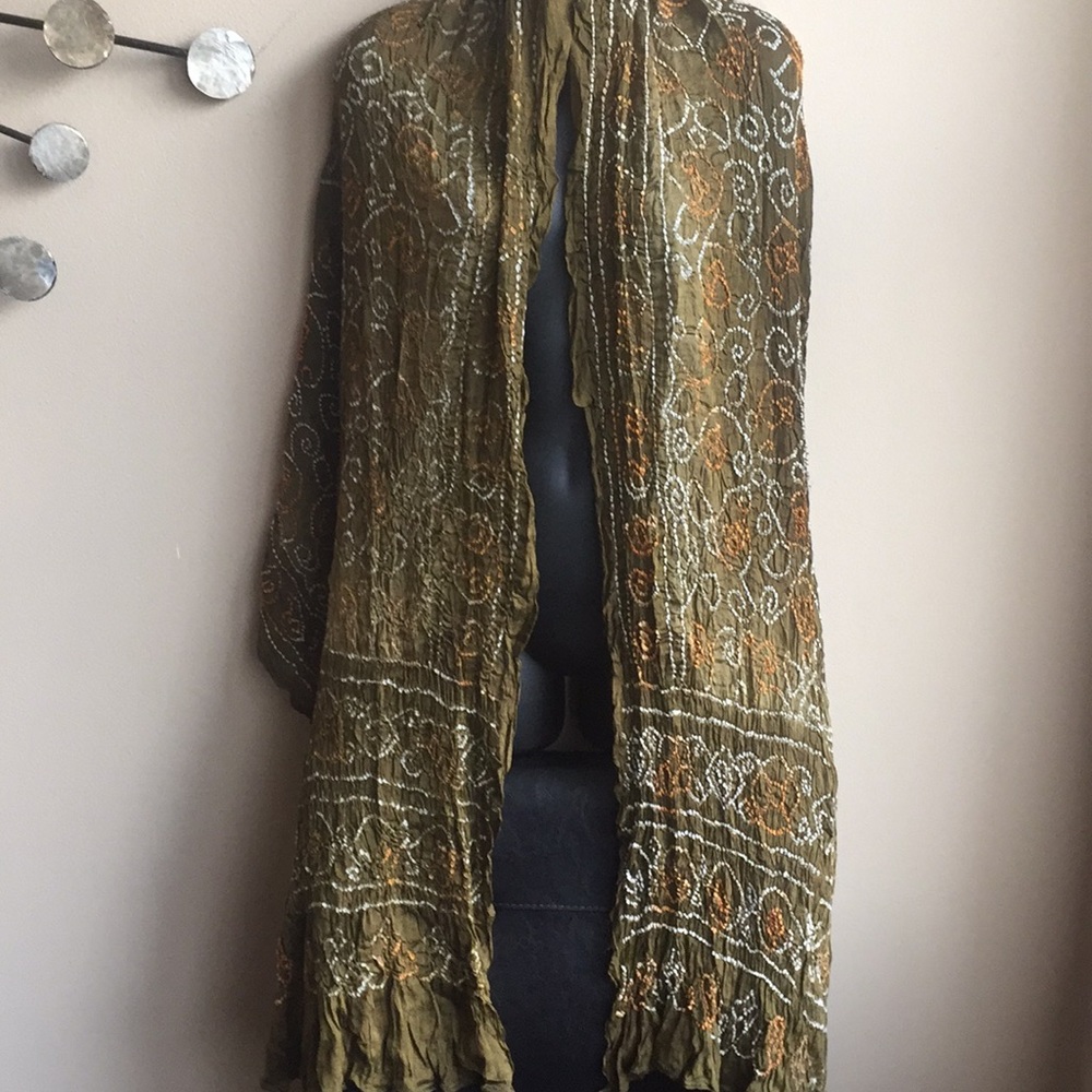 Beautiful crushed silk handcrafted scarf.
